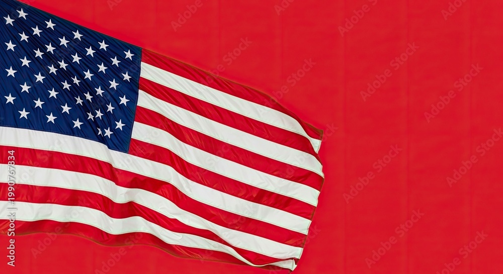Obraz premium American flag corner stars and stripes against a vibrant red background
