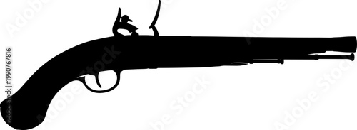 Classic dueling pistol silhouette for historical gentleman themes