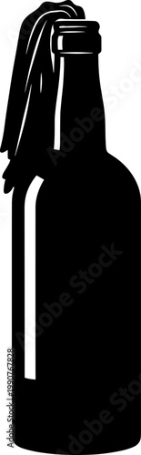 Glass bottle incendiary weapon silhouette representing civil unrest and protest