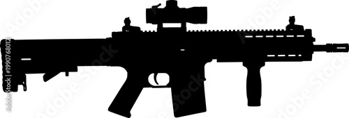 Military battle rifle with scope silhouette
