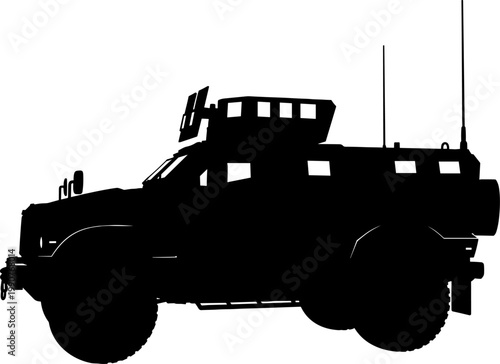 Mine resistant armored vehicle silhouette with turret for high threat environments