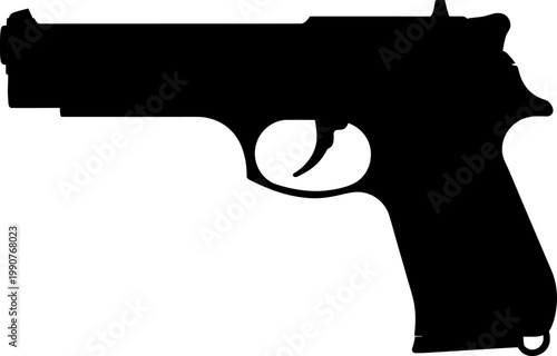 Modern semi automatic handgun silhouette representing personal security and tactical firearm