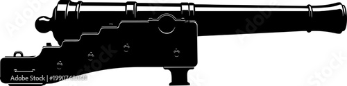 Naval ship deck cannon silhouette