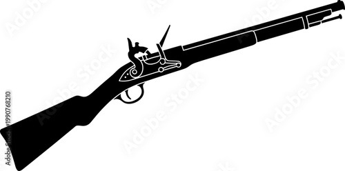 Vintage flintlock musket rifle silhouette for colonial history