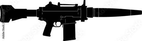 Tactical grenade launcher silhouette for military infantry gear