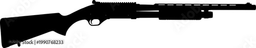 Tactical combat shotgun silhouette featuring accessory rail for law enforcement training