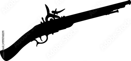 Antique flintlock pistol silhouette for historical reenactment