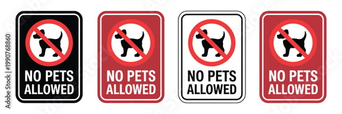 No pets allowed warning icon set vector design for access restriction safety regulation and public space prohibition symbol