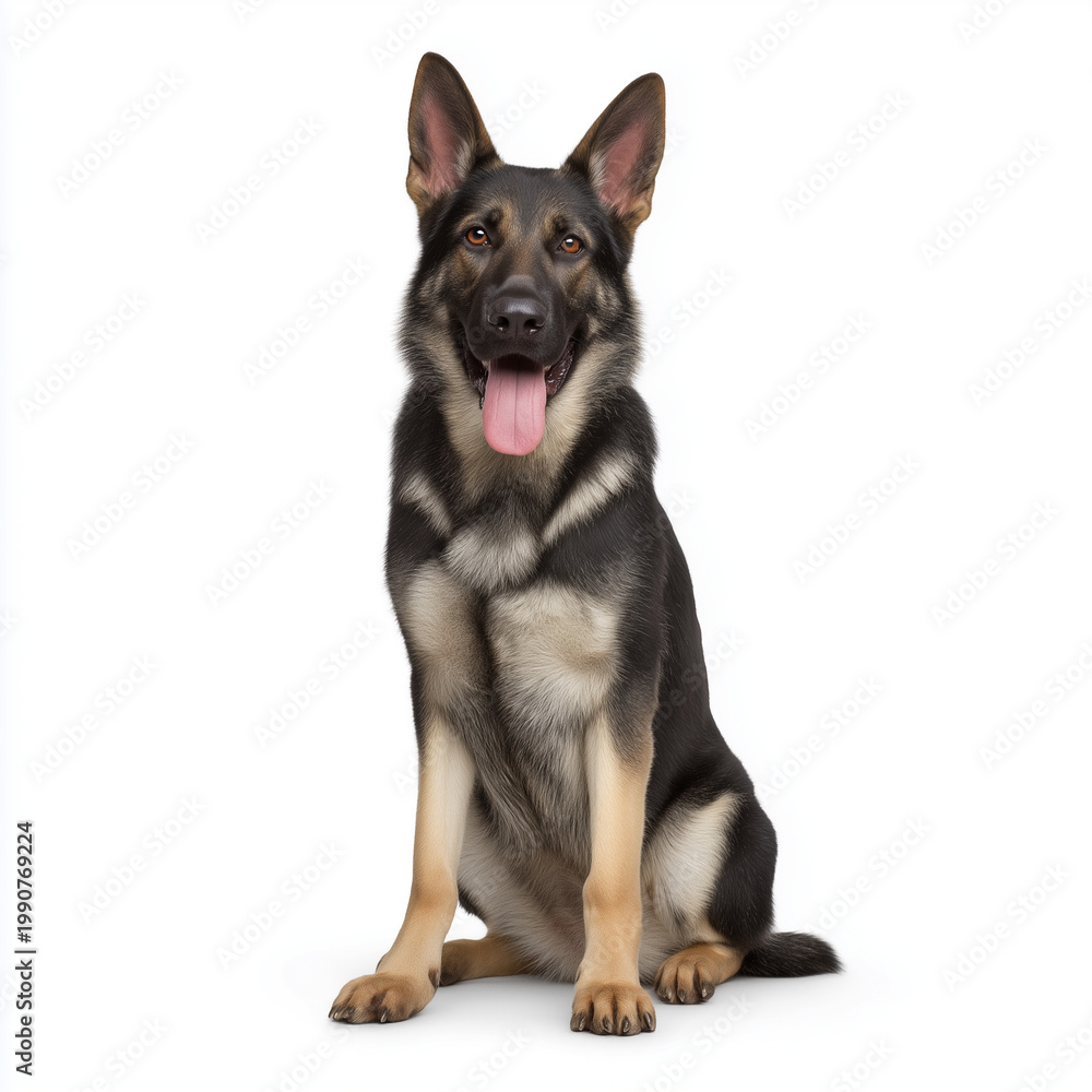 Fototapeta premium German Shepherd Dog Sitting Isolated Studio