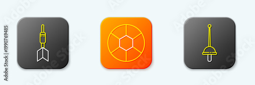 Set line Dart arrow, Football ball and Fencing icon. Vector