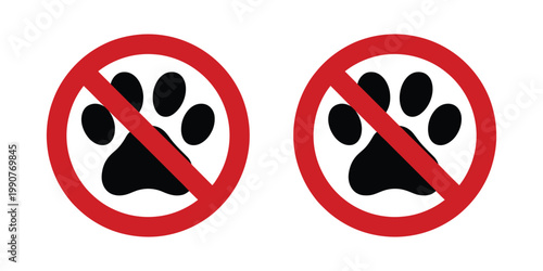 Quadro em tela No pets sign red round icon set vector illustration design for prohibition warni