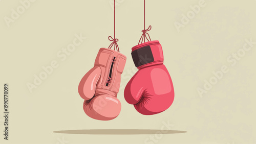 A simple vector illustration of two hanging boxing gloves