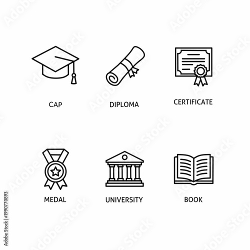 Six graduation icons 
