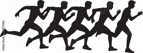 Group of runners participating in a race or marathon event.