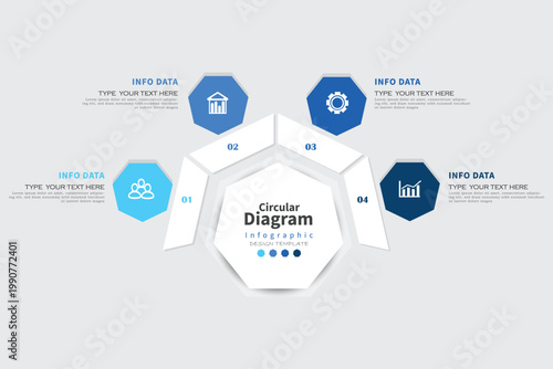4 steps editable infographic design with similar colours, Modern minimalist elegent circular 4 steps editable infographic design template, vector eps 10.