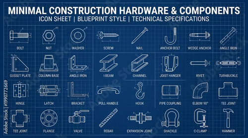 Minimal Construction Hardware Icons.