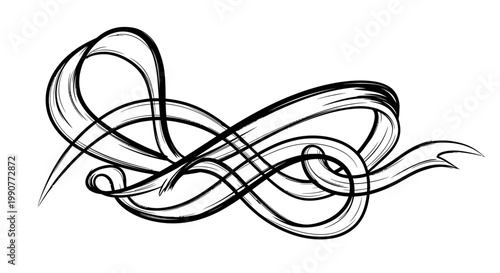 An abstract hand drawn vector sketch of a tangled butterfly tattoo design featuring yellow waves and brown copper wire lines isolated on a circle of elastic metal cables