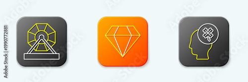 Set line Lottery machine, Diamond and Casino slot with clover icon. Vector