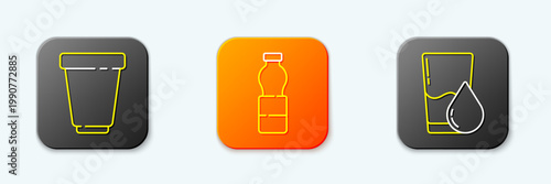 Set line Water filter cartridge, Bottle of water and Glass with icon. Vector