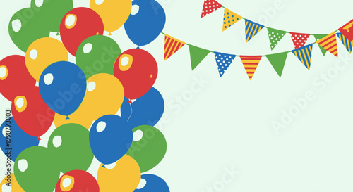 Bright rainbow circle balloons create a colorful vector illustration backdrop for a festive birthday celebration design with bubble shapes and artistic patterns