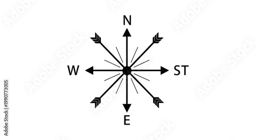 Vector illustration of a 3D abstract background with stars and a navigation compass rose symbol for a business travel and adventure concept