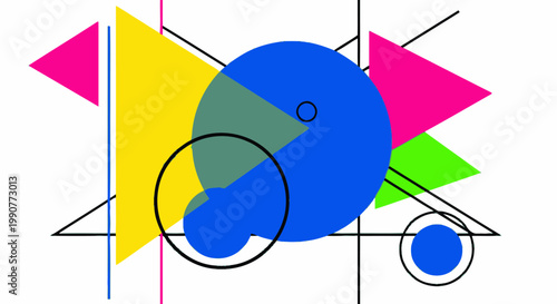 Colorful vector illustration of an abstract bird and fish background featuring red and yellow business chart icons and paper art design symbols for technology