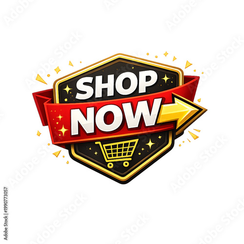 shop now badge, shop now label, sale badge design, call to action button, marketing badge, promotional label, discount badge, arrow burst design, shopping tag, ecommerce element, retail sale sticker, 