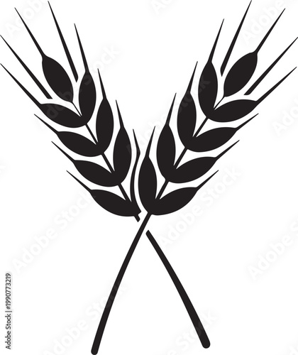 A classic black and white wheat sheaf illustration symbolizing agriculture and harvest