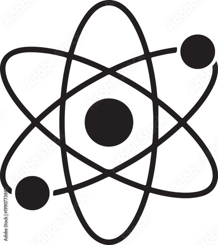 Classic depiction of an atom with electrons in orbit around a nucleus