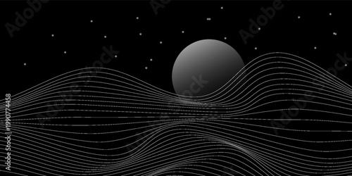 Black Abstract background with white Geographic waves design element EPS 10