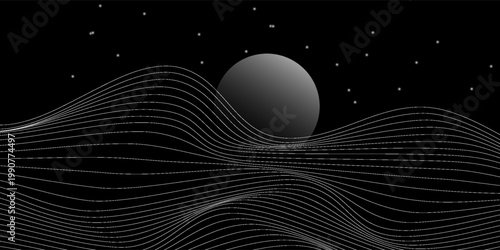 Black Abstract background with white Geographic waves design element EPS 10