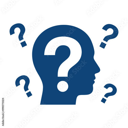 Question mark in human head with thinking concept