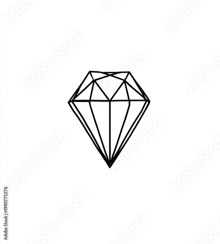 Geometric outline of a faceted gemstone on a stark white background