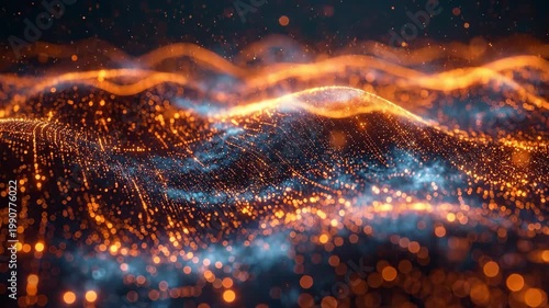 Dynamic Abstract Light Waves with Sparkling Particles and Vibrant Colors.