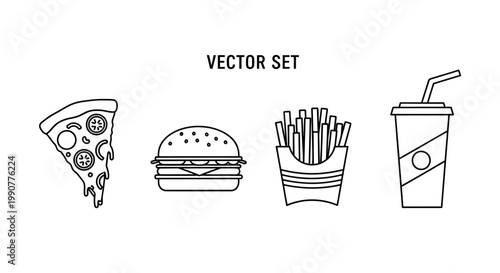 Fast food vector set icons.