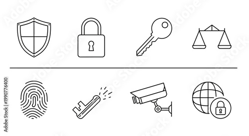 Security icons for protection and safety.