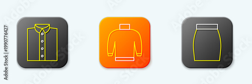 Set line Shirt, Sweater and Skirt icon. Vector