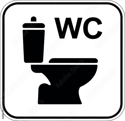 Public Restroom Sign Featuring Toilet and Water Closet Symbol