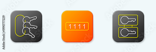 Set line Bunch of keys, Password protection and Casting icon. Vector