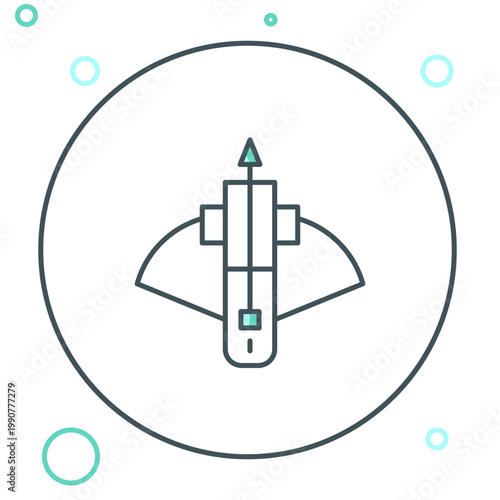 Line Battle crossbow with arrow icon isolated on white background. Colorful outline concept. Vector