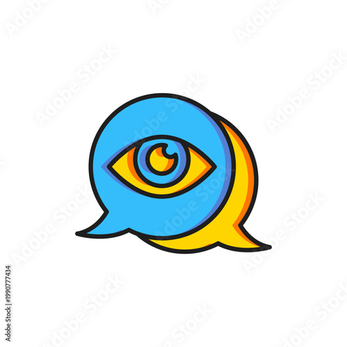 Color Eye scan icon isolated on white background. Scanning eye. Security check symbol. Cyber eye sign. Flat filled outline style with shadow. Vector