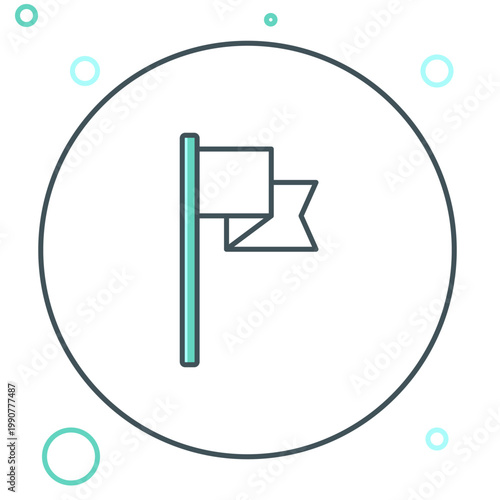 Line Flag icon isolated on white background. Location marker symbol. Colorful outline concept. Vector