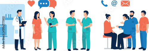 Illustration of Medical professionals interacting in hospital setting