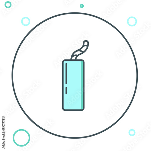 Line Detonate dynamite bomb stick and timer clock icon isolated on white background. Time bomb - explosion danger concept. Colorful outline concept. Vector