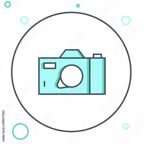 Line Photo camera icon isolated on white background. Foto camera icon. Colorful outline concept. Vector