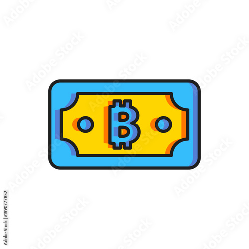 Color Cryptocurrency bitcoin icon isolated on white background. Blockchain technology, digital money market. Flat filled outline style with shadow. Vector