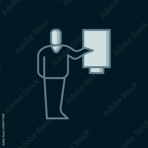 Line Museum guide icon isolated on black background. Flat filled outline style with shadow. Vector