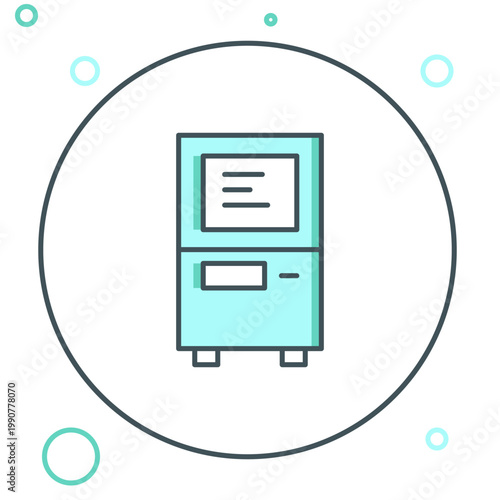 Line ATM - Automated teller machine icon isolated on white background. Colorful outline concept. Vector