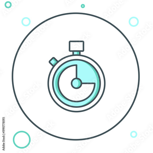 Line Stopwatch icon isolated on white background. Time timer sign. Chronometer sign. Colorful outline concept. Vector