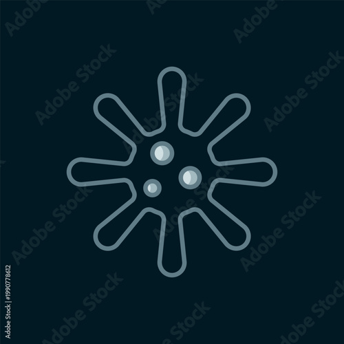 Line Bacteria icon isolated on black background. Bacteria and germs, microorganism disease causing, cell cancer, microbe, virus, fungi. Flat filled outline style with shadow. Vector